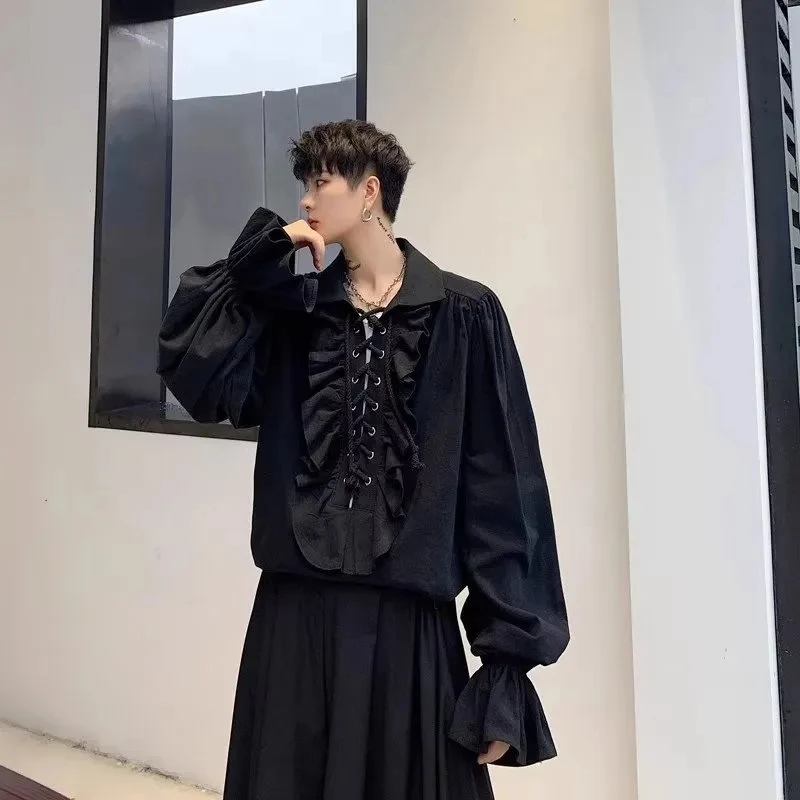 Victorian Style Women's Gothic Blouse Vintage Renaissance Pirate Prince Poet Shirt with Frills Lace-Up Medieval Buccaneer Top Victorian Style Women's Gothic Blouse Vintage Renaissance Pirate Prince Poet Shirt with Frills Lace-Up Medieval Buccaneer Top