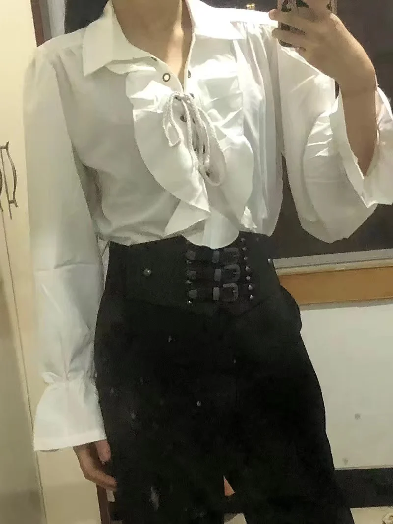 Victorian Style Women's Gothic Blouse Vintage Renaissance Pirate Prince Poet Shirt with Frills Lace-Up Medieval Buccaneer Top Victorian Style Women's Gothic Blouse Vintage Renaissance Pirate Prince Poet Shirt with Frills Lace-Up Medieval Buccaneer Top