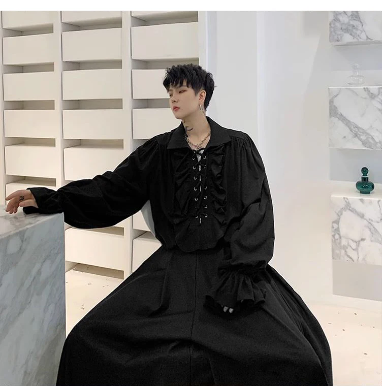Victorian Style Women's Gothic Blouse Vintage Renaissance Pirate Prince Poet Shirt with Frills Lace-Up Medieval Buccaneer Top Victorian Style Women's Gothic Blouse Vintage Renaissance Pirate Prince Poet Shirt with Frills Lace-Up Medieval Buccaneer Top