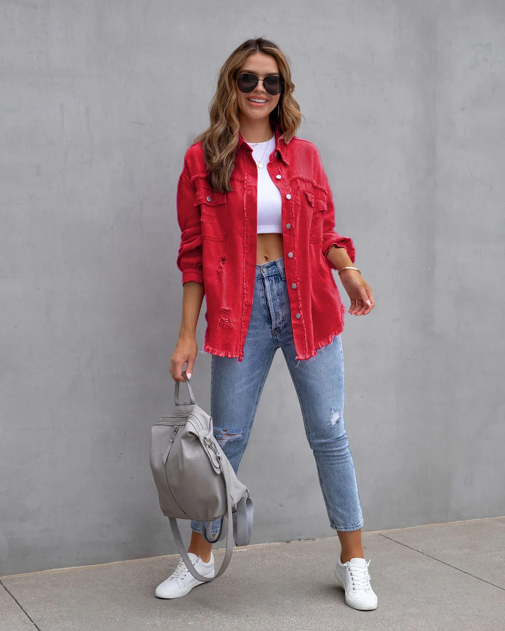 Autumn Winter Women's New Denim Jacket Fashion Grinding Edge Broken Hole Hollow Long Sleeve Single Breasted Casual Collar Top