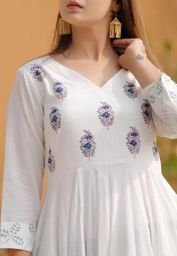 Designer Anarkali Kurta Gown Dress Bollywood Women's Beautiful Kurti Dupatta Set