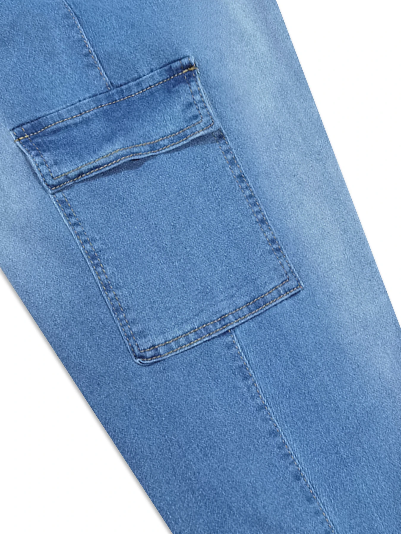 Large size blue multi-pocket washed street style tight high waist jeans casual going out four seasons large size jeans