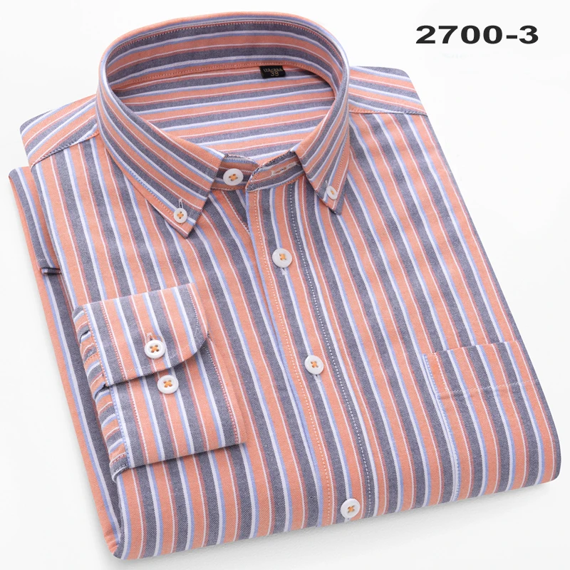 Quality New 100% Cotton Oxford Shirt Long Sleeve For Men's Social Dress Shirts Soft Comfortable Regular Fit Casual Man Clothing