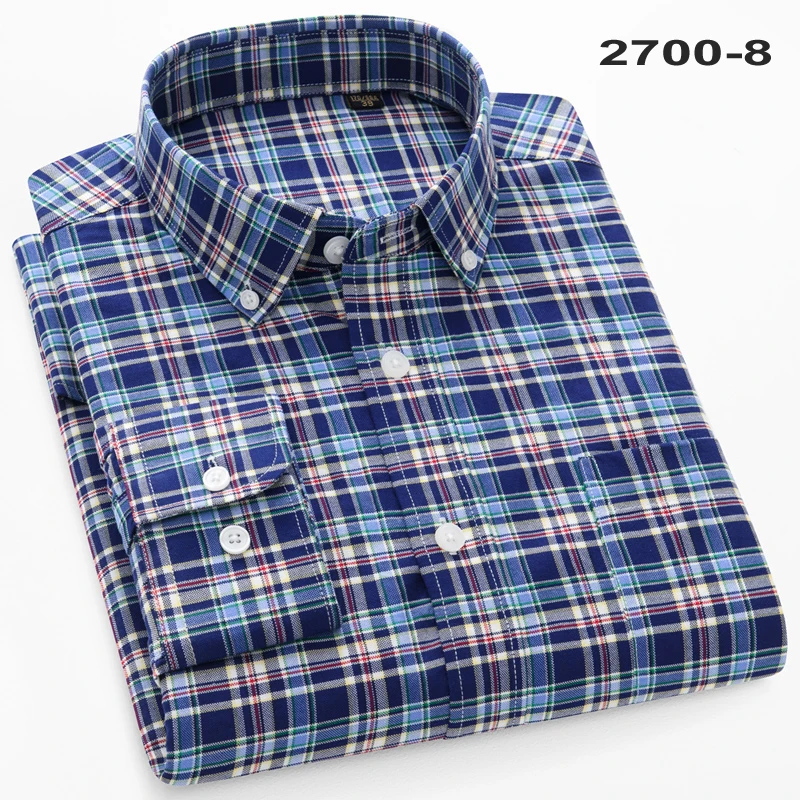 Quality New 100% Cotton Oxford Shirt Long Sleeve For Men's Social Dress Shirts Soft Comfortable Regular Fit Casual Man Clothing