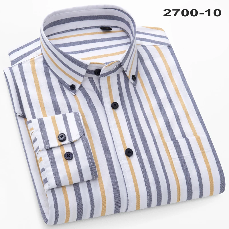 Quality New 100% Cotton Oxford Shirt Long Sleeve For Men's Social Dress Shirts Soft Comfortable Regular Fit Casual Man Clothing