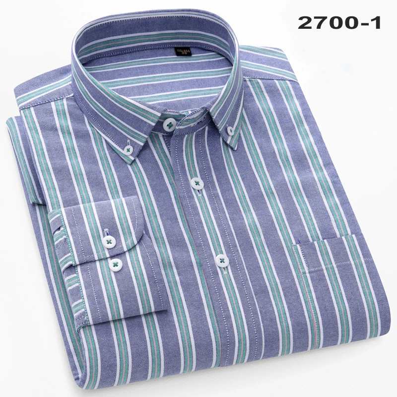 Quality New 100% Cotton Oxford Shirt Long Sleeve For Men's Social Dress Shirts Soft Comfortable Regular Fit Casual Man Clothing