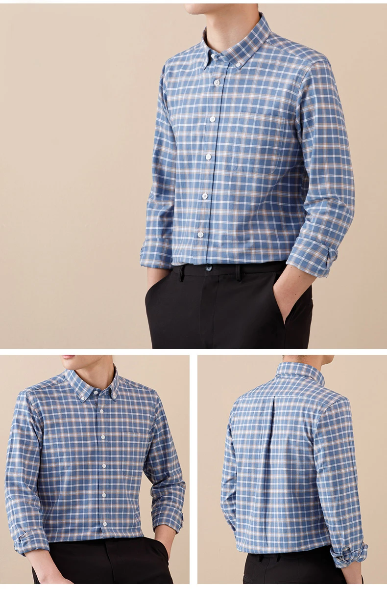 Quality New 100% Cotton Oxford Shirt Long Sleeve For Men's Social Dress Shirts Soft Comfortable Regular Fit Casual Man Clothing