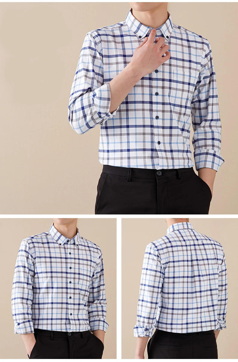 Quality New 100% Cotton Oxford Shirt Long Sleeve For Men's Social Dress Shirts Soft Comfortable Regular Fit Casual Man Clothing