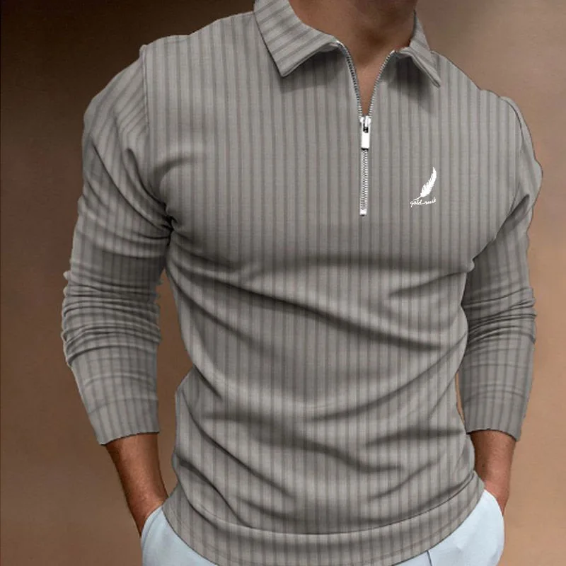 Sportswear Business Casual Men's Polo Shirt Long Sleeve Party Outdoor Office Fall & Winter Print Turndown Zipper Polyester Sportswear Business Casual Men's Polo Shirt Long Sleeve Party Outdoor Office Fall & Winter Print Turndown Zipper Polyester