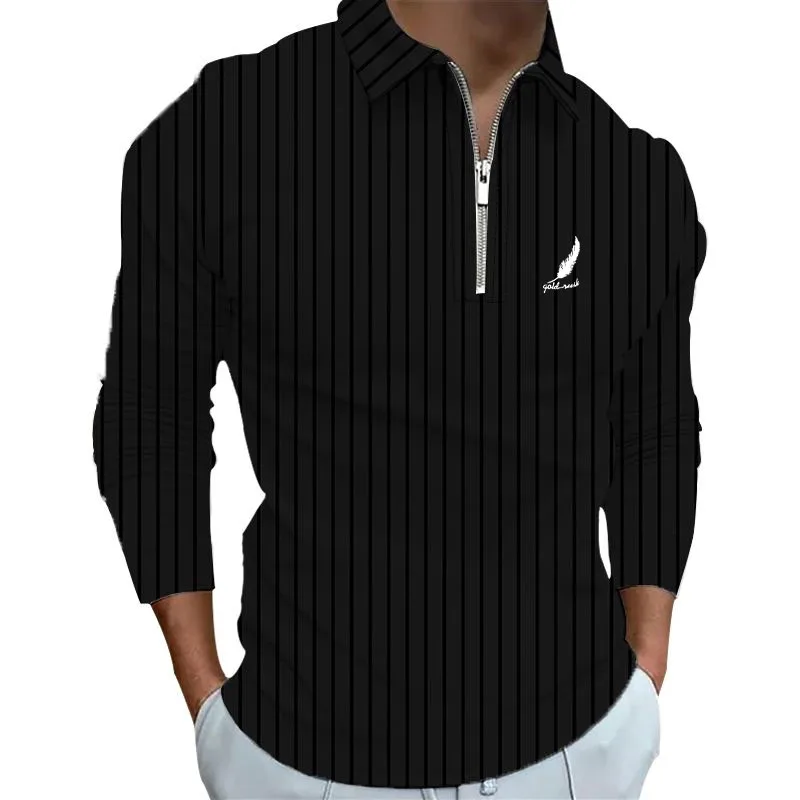 Sportswear Business Casual Men's Polo Shirt Long Sleeve Party Outdoor Office Fall & Winter Print Turndown Zipper Polyester Sportswear Business Casual Men's Polo Shirt Long Sleeve Party Outdoor Office Fall & Winter Print Turndown Zipper Polyester