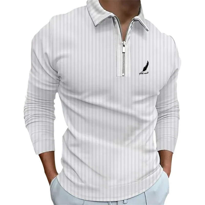 Sportswear Business Casual Men's Polo Shirt Long Sleeve Party Outdoor Office Fall & Winter Print Turndown Zipper Polyester Sportswear Business Casual Men's Polo Shirt Long Sleeve Party Outdoor Office Fall & Winter Print Turndown Zipper Polyester