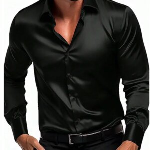 Spring and Autumn Men's Long Sleeve Shirt new Silky Smooth Business Slim Fashion Comfortable Lapel Cardigan Outdoor Casual Shirt