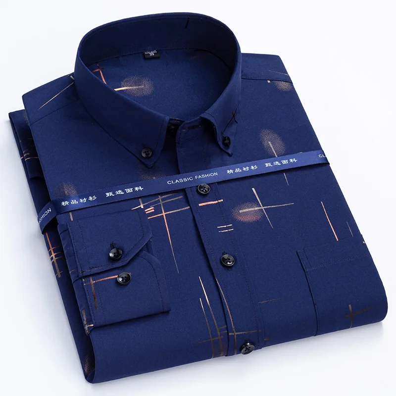 New Plaid Shirts For Men Long Sleeve Non-iron Anti-wrink Fashion Seasons Thin Easy Care Soft Smart Slim Fit Business Dress Shirt