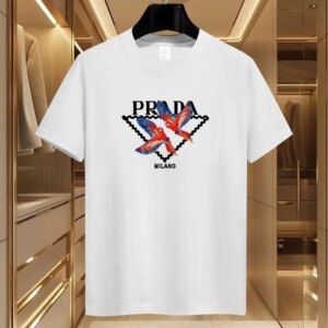 The 2025 new summer men's luxury fashion PDA brand Milan print T-shirt, pure cotton round neck casual fashion Y2K high-end and h