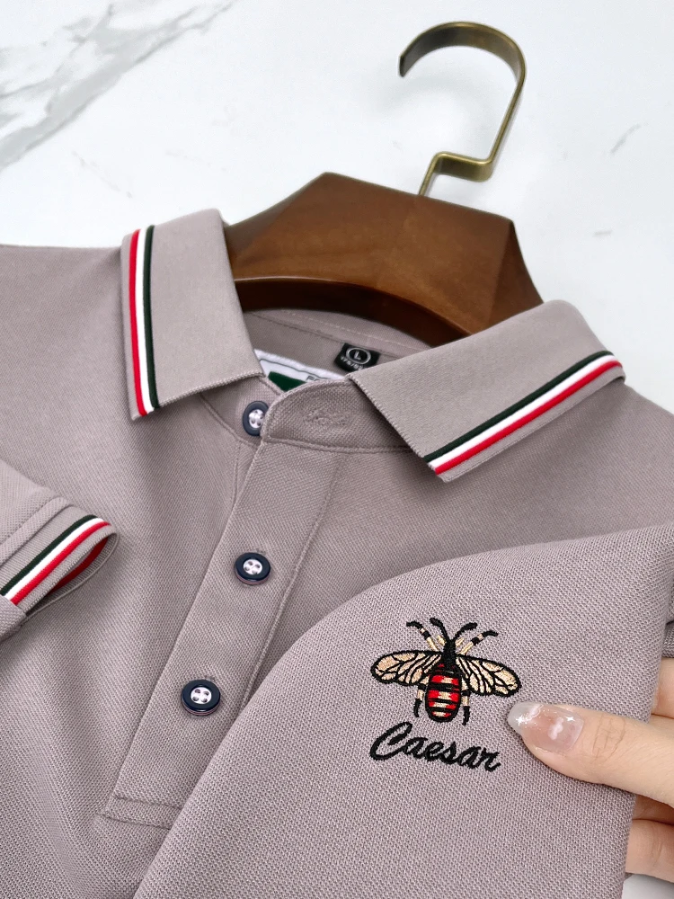 Luxury summer men's short sleeved senior designer Little Bee exquisite embroidery POLO shirt brand cotton breathable T-shirt top