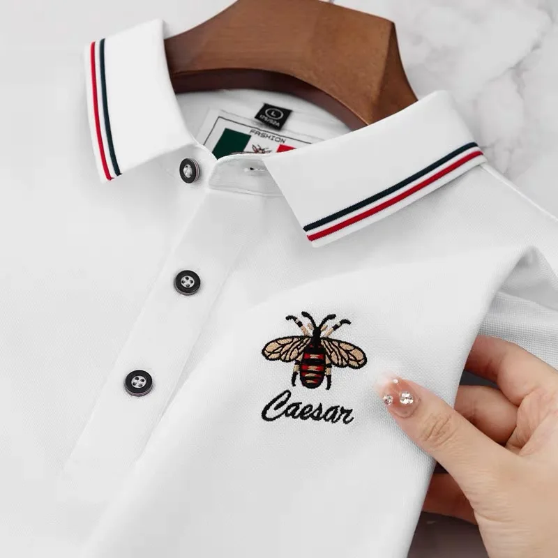 Luxury summer men's short sleeved senior designer Little Bee exquisite embroidery POLO shirt brand cotton breathable T-shirt top