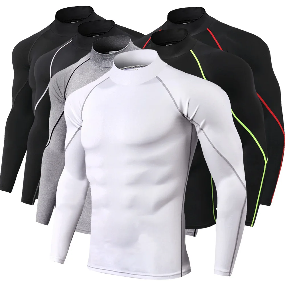 Men Swimming TightsT Shirt Surf Rash Guard Long Sleeve Protection Basic Skins Surfing Diving Swimsuit Tees Rashguard Gym Clothes