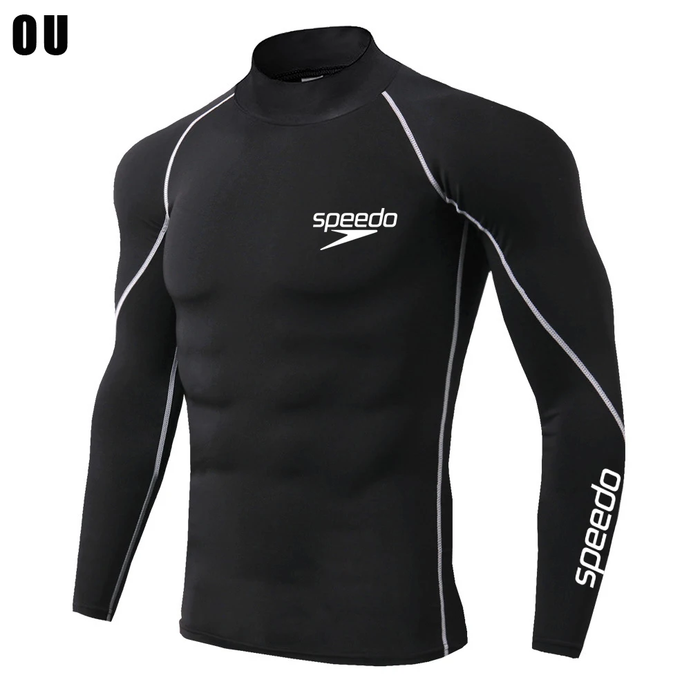 Men Swimming TightsT Shirt Surf Rash Guard Long Sleeve Protection Basic Skins Surfing Diving Swimsuit Tees Rashguard Gym Clothes