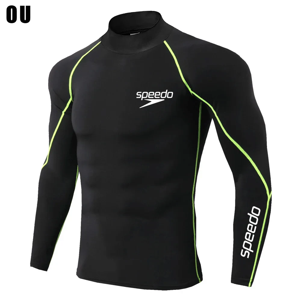 Men Swimming TightsT Shirt Surf Rash Guard Long Sleeve Protection Basic Skins Surfing Diving Swimsuit Tees Rashguard Gym Clothes