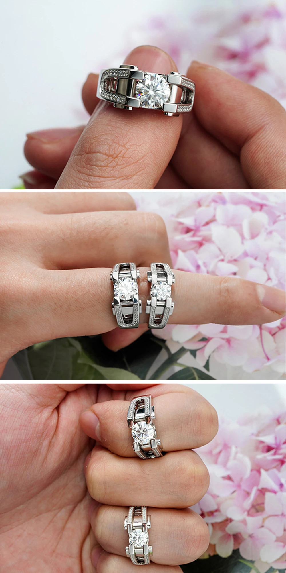 Houtros 1ct/2ct D Color Moissanite Wedding Band For Men 925 Sterling Silver Sparkling Diamond Rings Luxury Jewelry Certifited Houtros 1ct/2ct D Color Moissanite Wedding Band For Men 925 Sterling Silver Sparkling Diamond Rings Luxury Jewelry Certifited