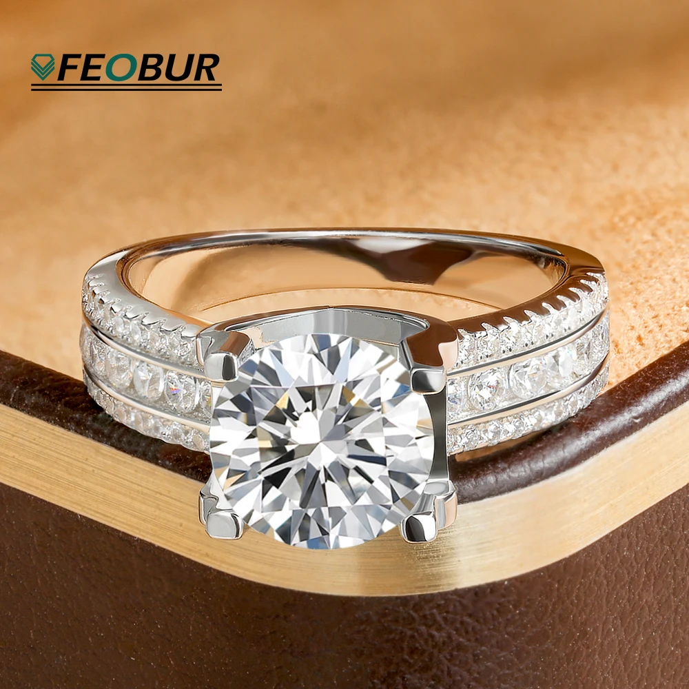FEOBUR 2/3/5CT Green Moissanite Rings for Women Certified 925 Sterling Silver Lab Diamond Engagement Ring Wedding Jewelry GRA FEOBUR 2/3/5CT Green Moissanite Rings for Women Certified 925 Sterling Silver Lab Diamond Engagement Ring Wedding Jewelry GRA