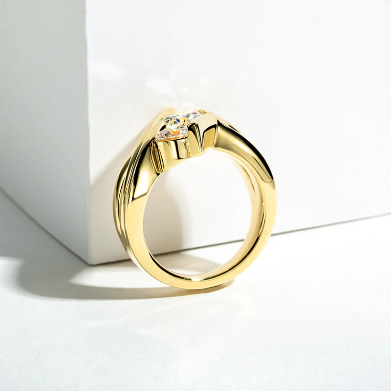 Three Stones 925 Sterling Silver 2 Carat All Moissanite Ring Woman Yellow Color Engagement Jewelry Three Stones 925 Sterling Silver 2 Carat All Moissanite Ring Woman Yellow Color Engagement Jewelry