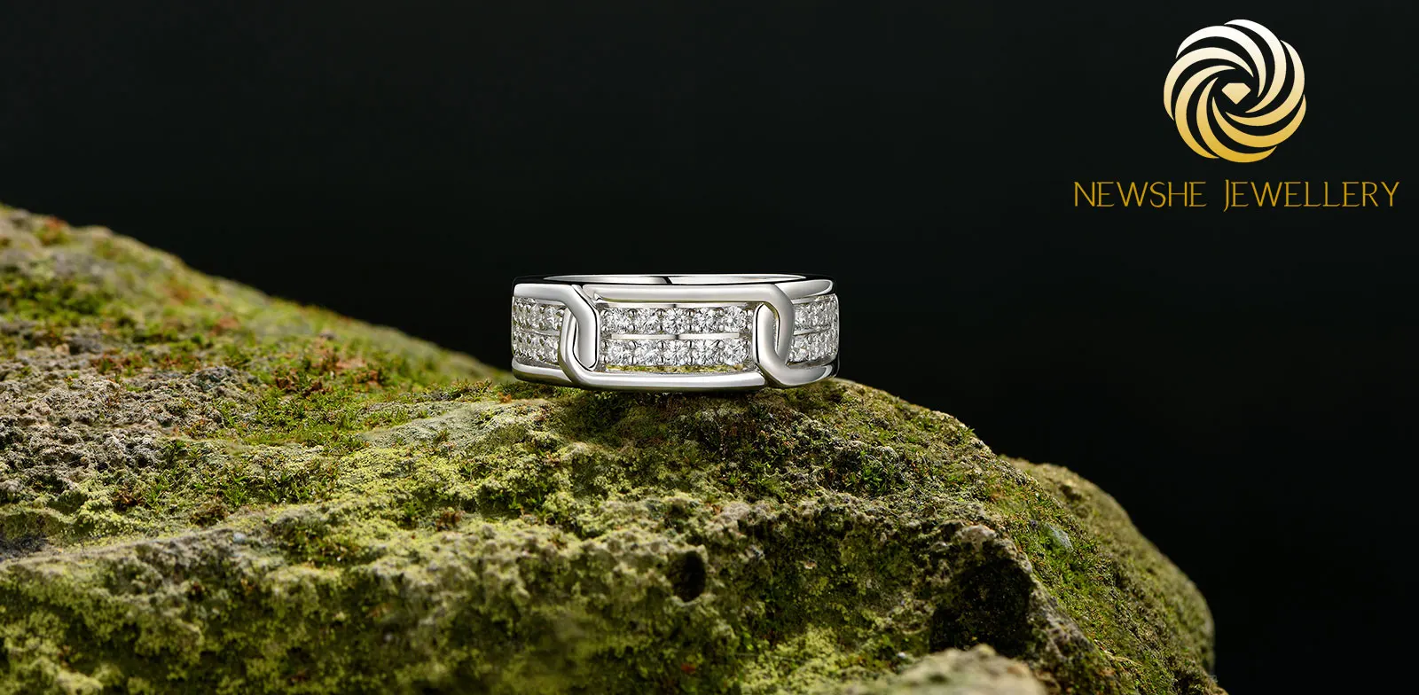 Newshe Novelty 925 Sterling Silver Men's Wedding Rings 5A Grade Cubic Zirconia Elegant Engagement Ring for Men Fine Jewelry Gift