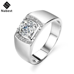 Nabest GRA Certified VVS1 D 3EX 1CT Moissanite Wedding Mans Rings 925 Sterling Silver Lab Grown Diamond Men Ring Fine Jewelry