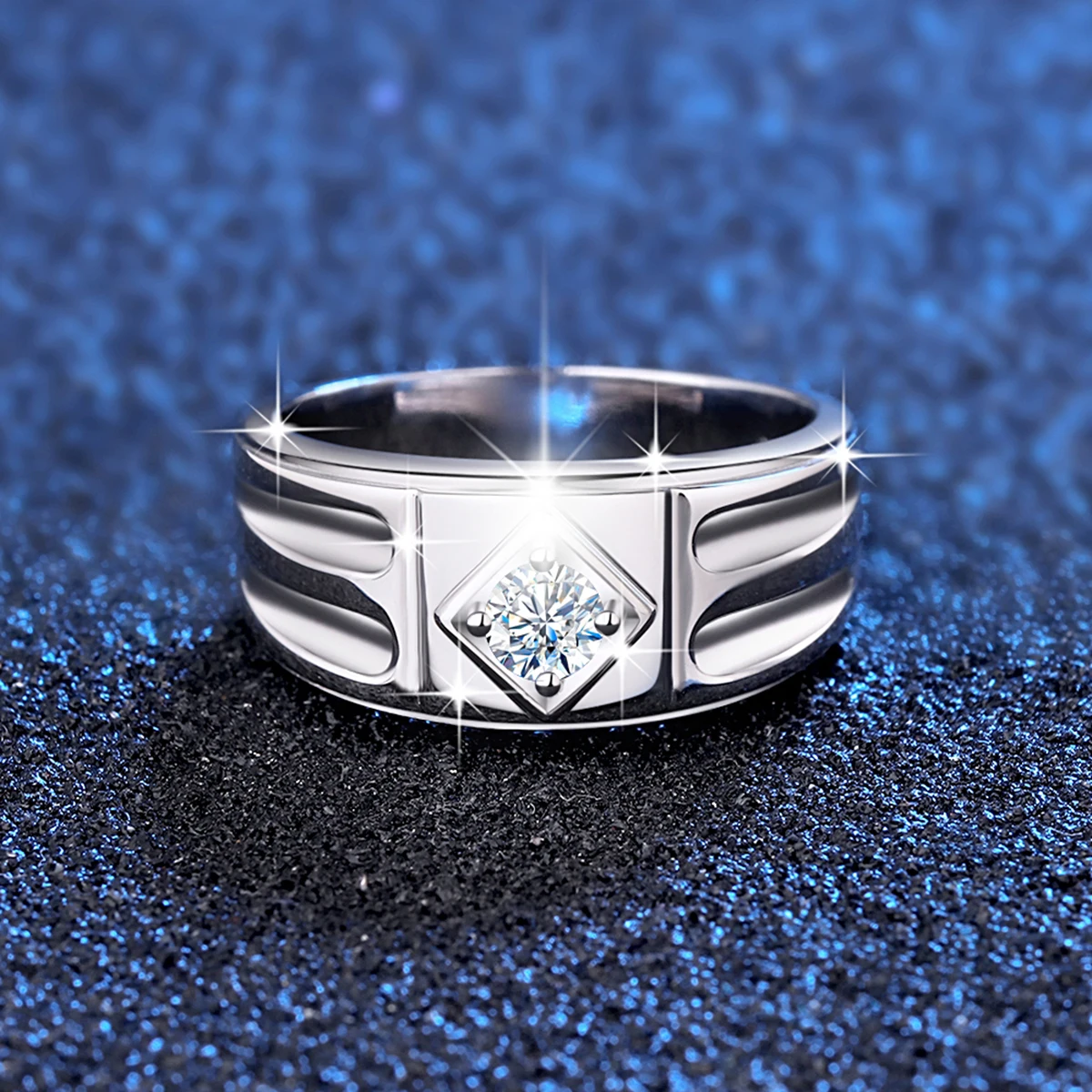 Men Moissanite Ring with Certificate 0.3ct D Color VVS1 Male Original 925 Sterling Silver Rings Luxury Engagement Wedding Gift