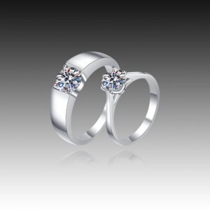 MoisaLuxe Official Store GRA Moissanite Plata Sterling 925 Silver Korean Version Open Men's And Women's Diamond Pair Ring