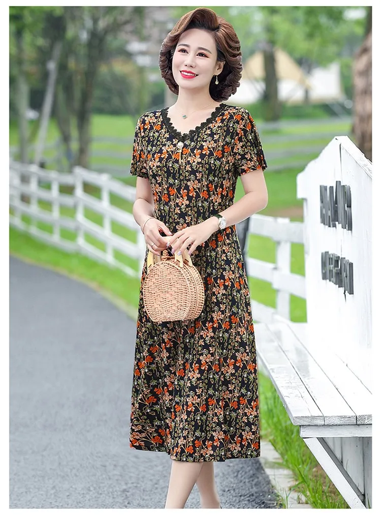 Elegant Women Dress Elegant Casual V-Neck Print Vintage Ladies Mid-Calf High Waist Summer Bohemian Dresses Elegant Women Dress Elegant Casual V-Neck Print Vintage Ladies Mid-Calf High Waist Summer Bohemian Dresses