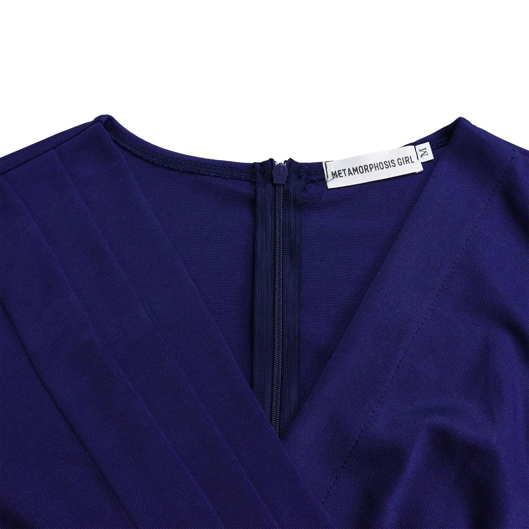 Summer New 2025 Women's Solid Color V-Neck Short Sleeve Dress Pencil Skirt Waist Tunle Material Fashionable Casual Maxi Dress