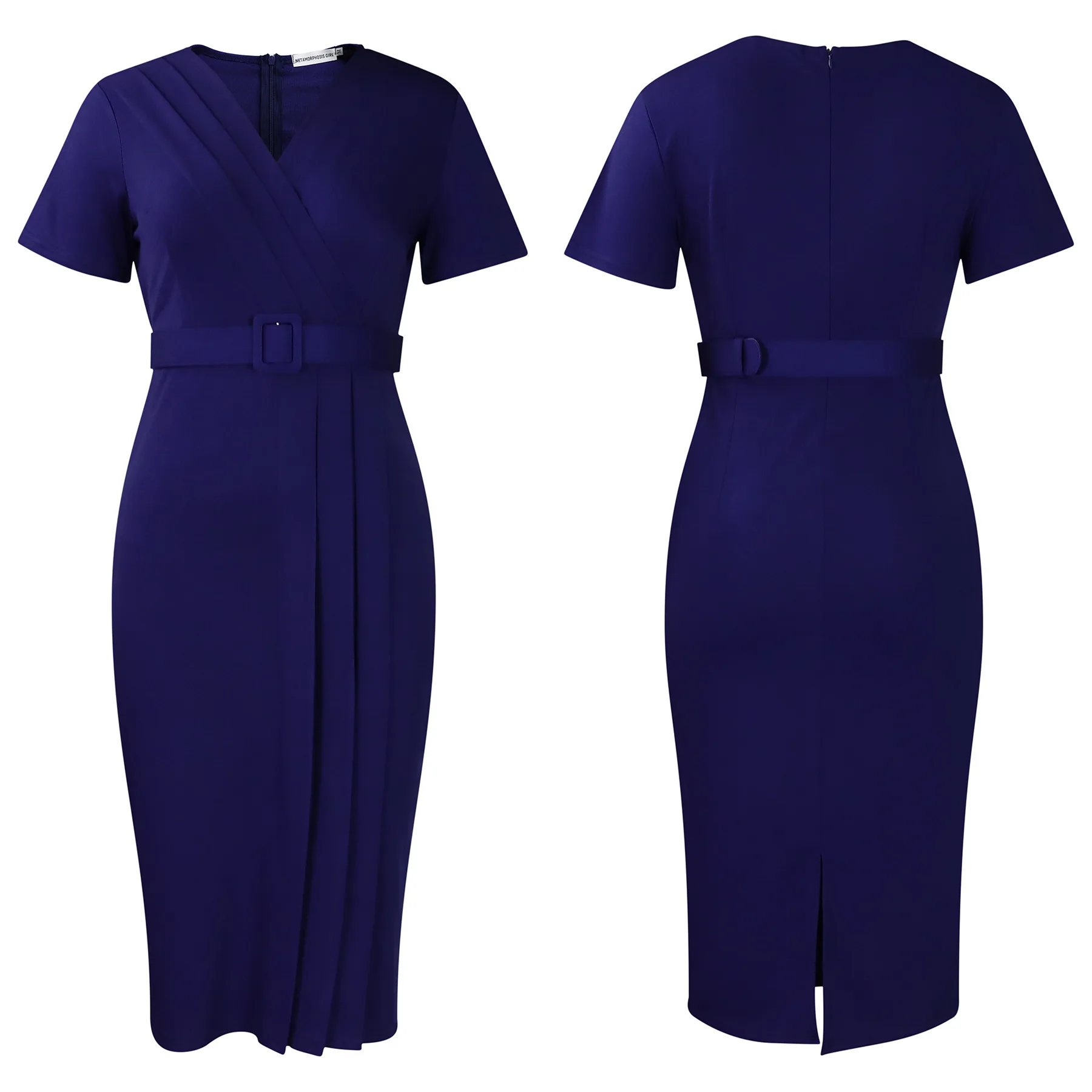 Summer New 2025 Women's Solid Color V-Neck Short Sleeve Dress Pencil Skirt Waist Tunle Material Fashionable Casual Maxi Dress Summer New 2025 Women's Solid Color V-Neck Short Sleeve Dress Pencil Skirt Waist Tunle Material Fashionable Casual Maxi Dress