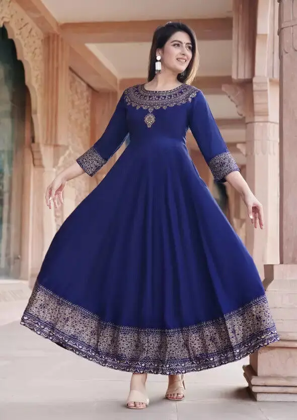 Women Cotton Anarkali Kurta Dupatta Set Indian Kurti Gown Dress Women Cotton Anarkali Kurta Dupatta Set Indian Kurti Gown Dress