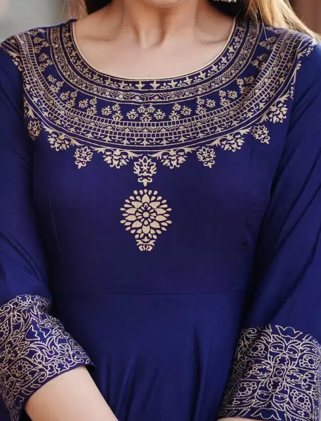 Women Cotton Anarkali Kurta Dupatta Set Indian Kurti Gown Dress