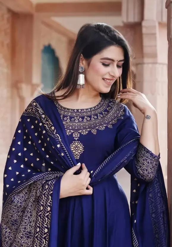 Women Cotton Anarkali Kurta Dupatta Set Indian Kurti Gown Dress Women Cotton Anarkali Kurta Dupatta Set Indian Kurti Gown Dress