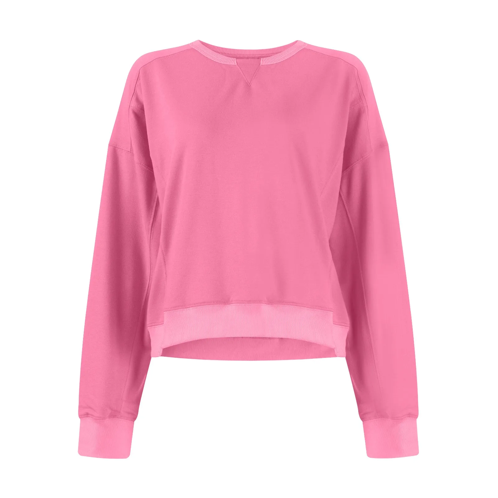 Autumn Women'S Long-Sleeved Simple Tops T-Shirts Round Neck Loose Solid Color Fashion Women'S New Sweatshirt Clothing 2024 Autumn Women'S Long-Sleeved Simple Tops T-Shirts Round Neck Loose Solid Color Fashion Women'S New Sweatshirt Clothing 2024