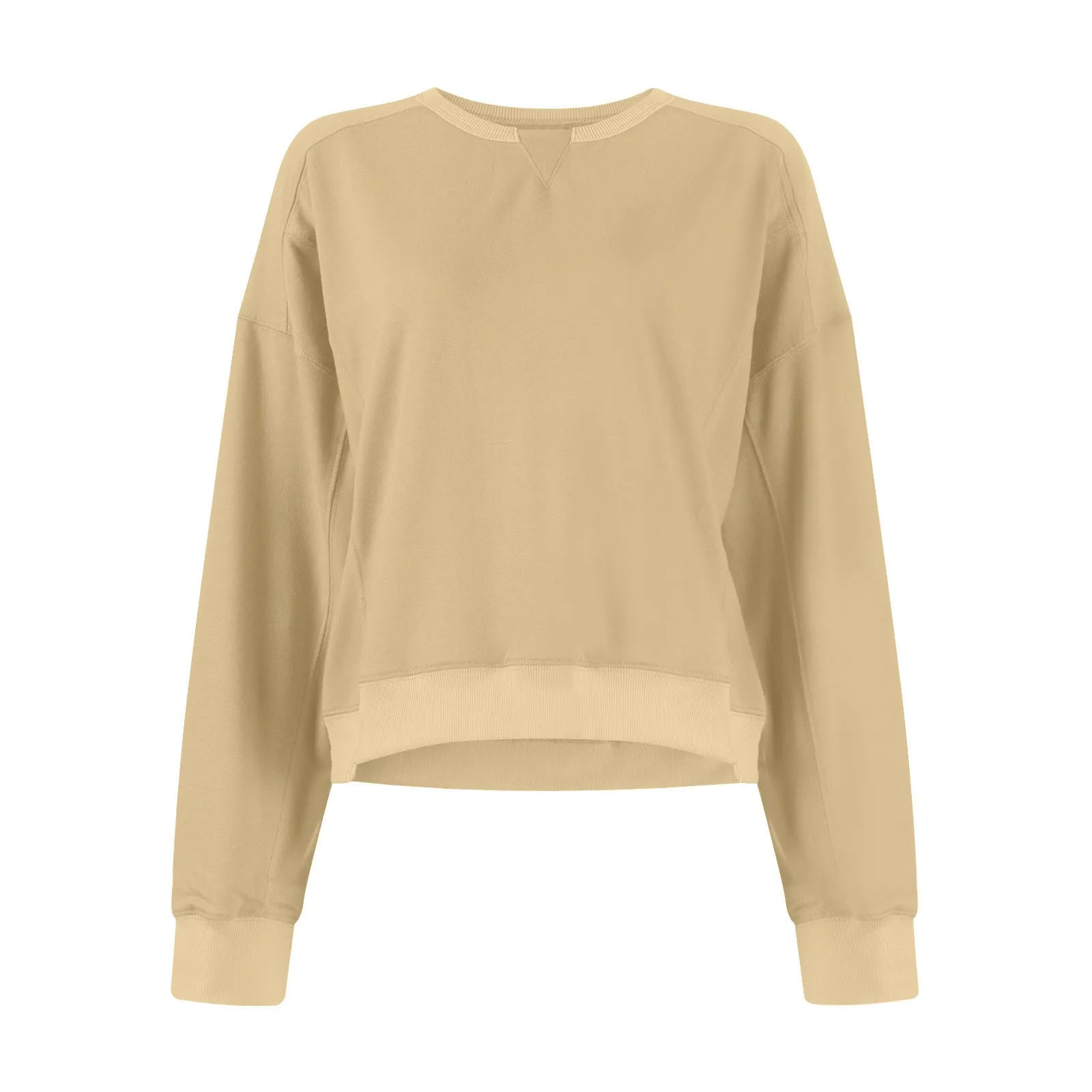 Autumn Women'S Long-Sleeved Simple Tops T-Shirts Round Neck Loose Solid Color Fashion Women'S New Sweatshirt Clothing 2024 Autumn Women'S Long-Sleeved Simple Tops T-Shirts Round Neck Loose Solid Color Fashion Women'S New Sweatshirt Clothing 2024
