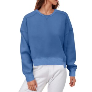 Autumn Women'S Long-Sleeved Simple Tops T-Shirts Round Neck Loose Solid Color Fashion Women'S New Sweatshirt Clothing 2024