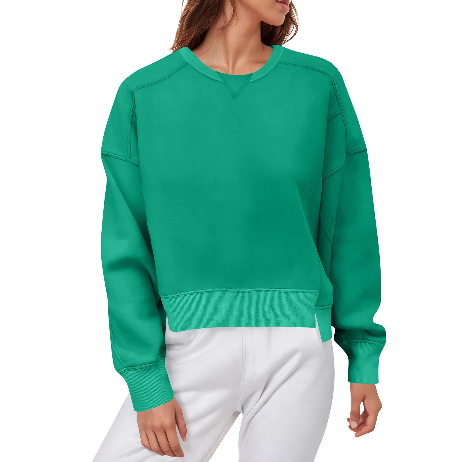 Autumn Women'S Long-Sleeved Simple Tops T-Shirts Round Neck Loose Solid Color Fashion Women'S New Sweatshirt Clothing 2024 Autumn Women'S Long-Sleeved Simple Tops T-Shirts Round Neck Loose Solid Color Fashion Women'S New Sweatshirt Clothing 2024