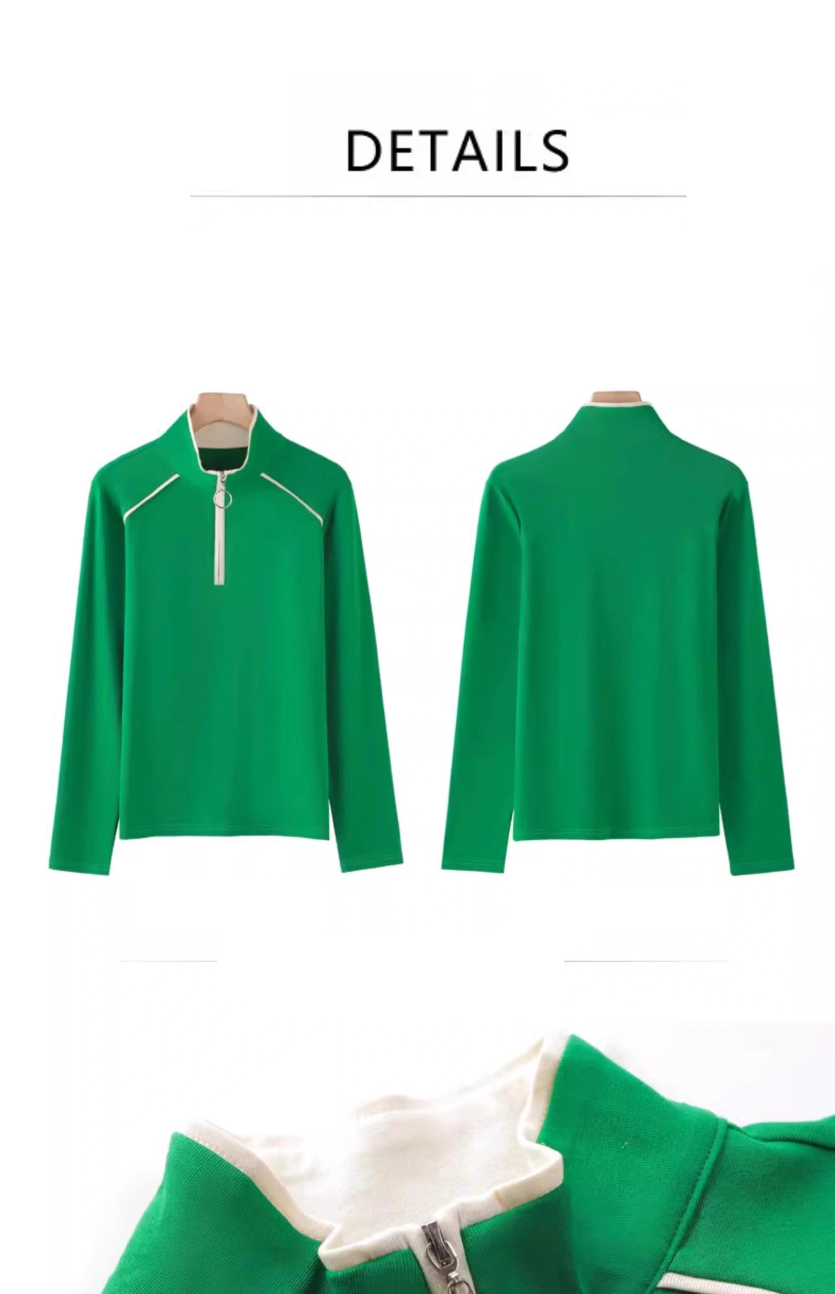 European Station Long sleeved T-shirt Women's Spring and Autumn New High end Light Luxury Zipper Stand up Neck Loose Casual Top
