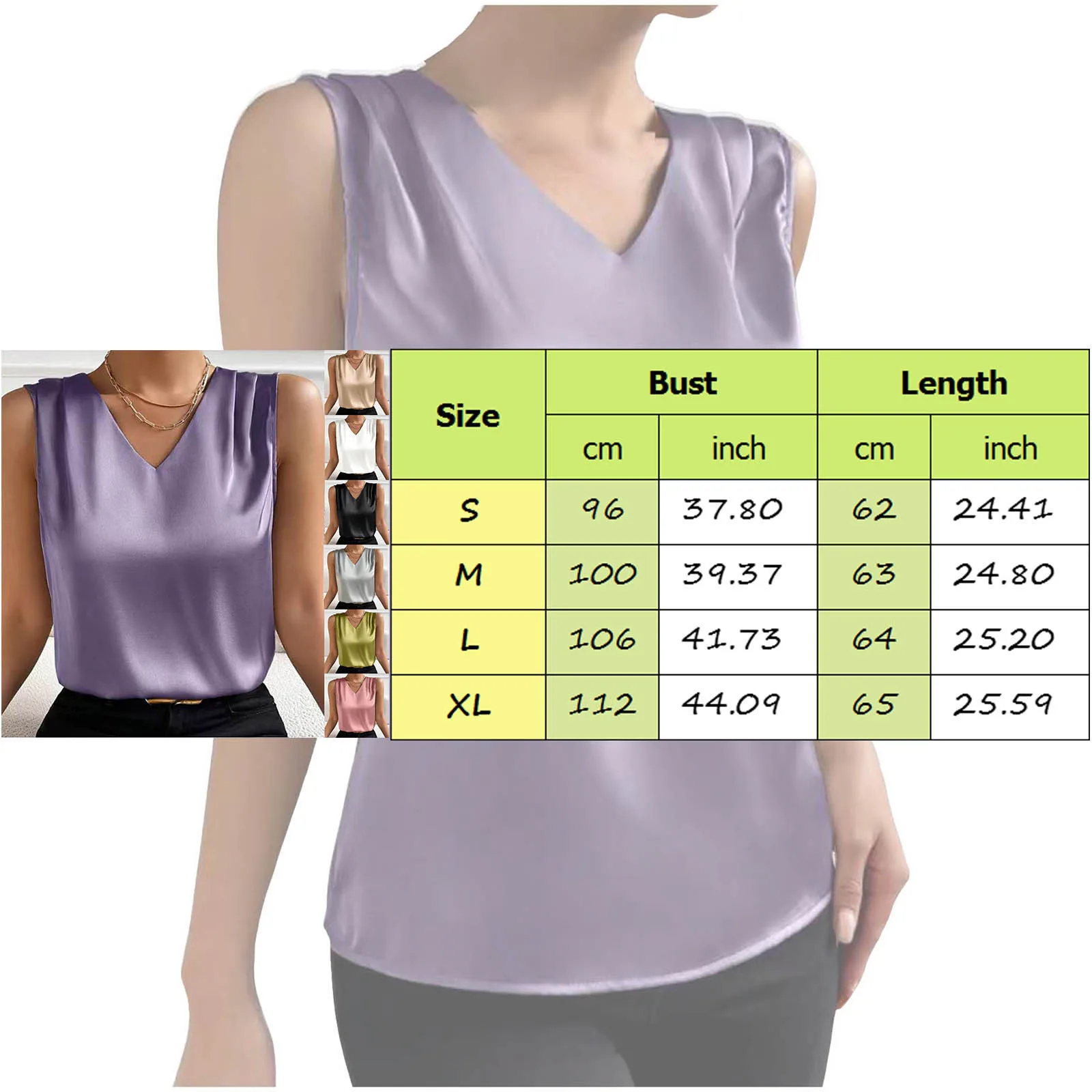Coffee Tops For Women Summer V Neck Casual Soild Color Satin Sleeveless Basic Vest Shirt Fashionable Simple Apparel Shirts