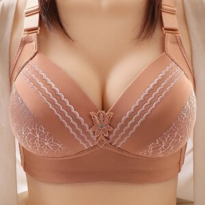 Sexy Deep V Bras Women Patchwork Lace Seamless Solid Color BraletteWireless Bra Lingerie Breathable Breasted Underwea