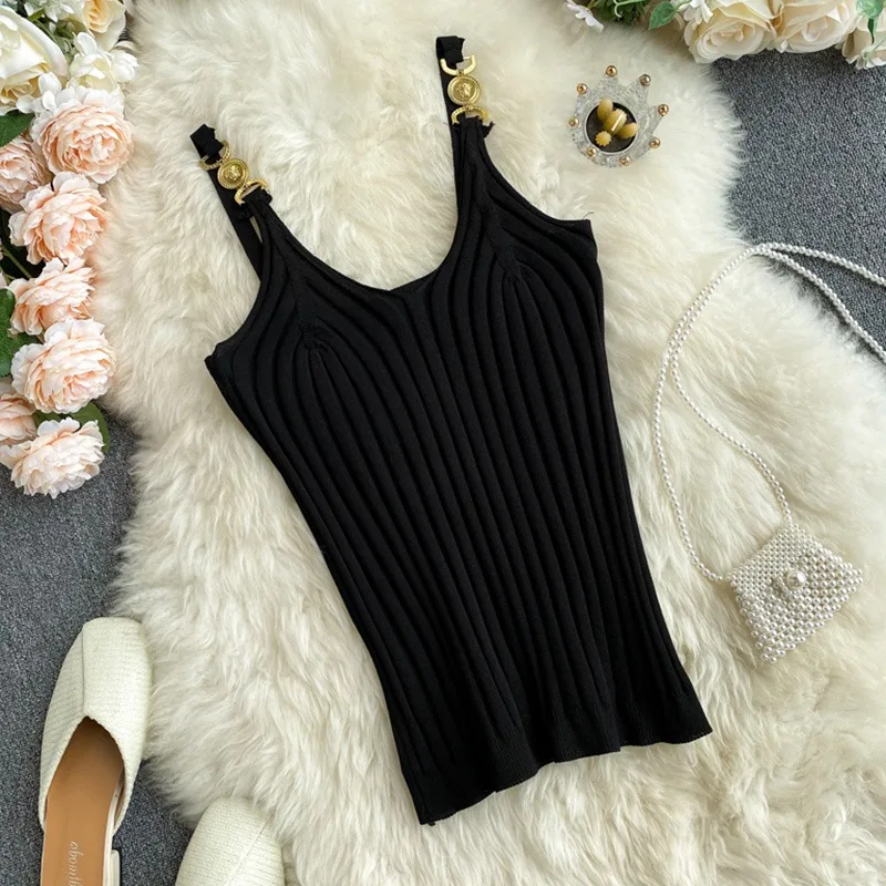 Women Knitted Short Slim Sleeveless Shirt Tank V Neck Halter Tops Knitted Off Shoulder Candy Cute Tops Casual Ribbed Knit Vest Women Knitted Short Slim Sleeveless Shirt Tank V Neck Halter Tops Knitted Off Shoulder Candy Cute Tops Casual Ribbed Knit Vest