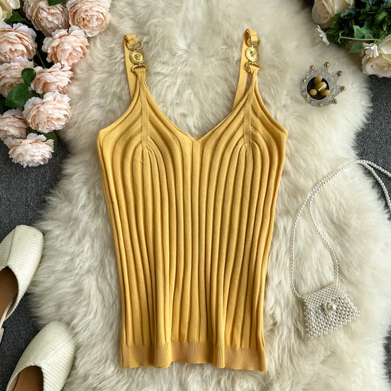 Women Knitted Short Slim Sleeveless Shirt Tank V Neck Halter Tops Knitted Off Shoulder Candy Cute Tops Casual Ribbed Knit Vest Women Knitted Short Slim Sleeveless Shirt Tank V Neck Halter Tops Knitted Off Shoulder Candy Cute Tops Casual Ribbed Knit Vest