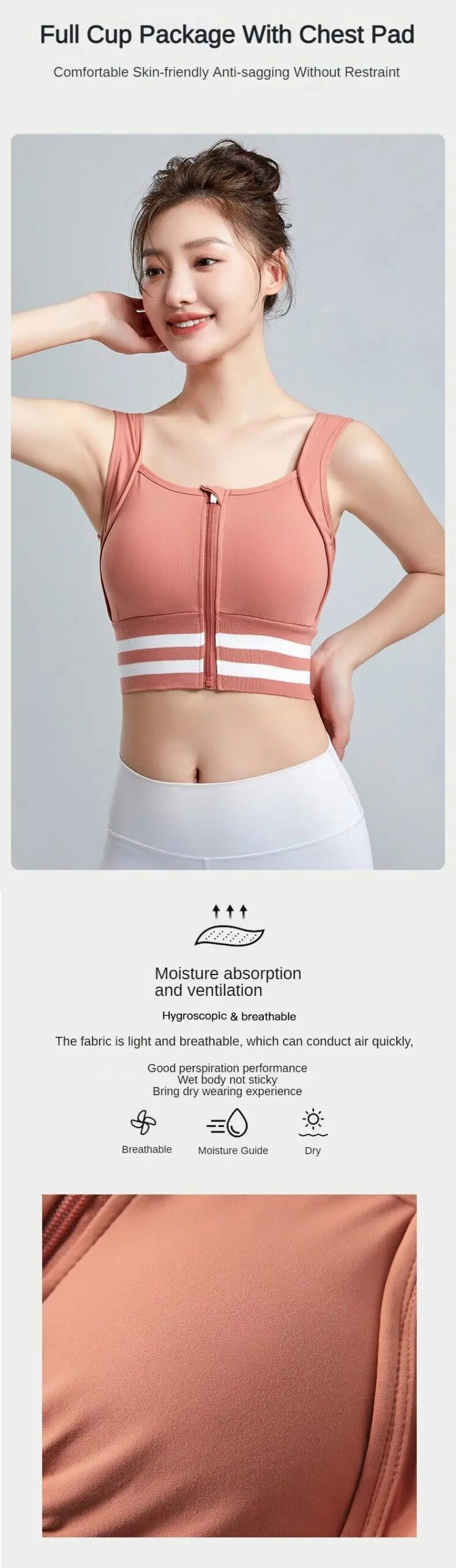 Sports Bras Zip Front For Women With Full Coverage Removable Padded Workout Bra Shockproof Yoga Underwear Running Fitness Vest