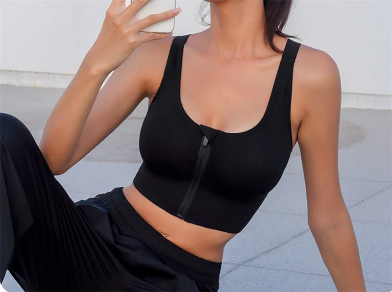 Aiithuug Zipper Hook Yoga Bra Bounce Control Gym Bra Workout Bras Fitness Running Top Elastic Spandex Soft Bras Crop Tops Active Aiithuug Zipper Hook Yoga Bra Bounce Control Gym Bra Workout Bras Fitness Running Top Elastic Spandex Soft Bras Crop Tops Active
