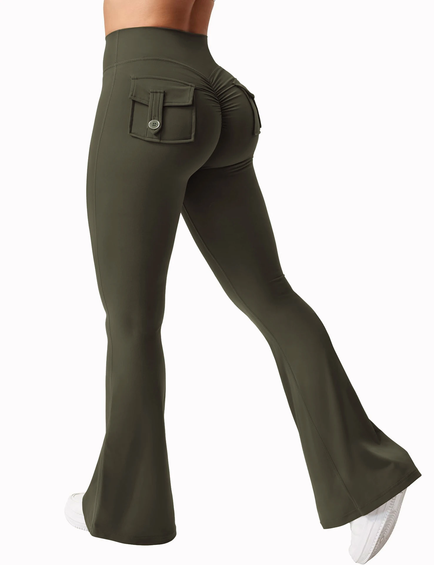 New women's casual flared yoga pants, training flared pants, high waisted work clothes, belt pocket sportswear New women's casual flared yoga pants, training flared pants, high waisted work clothes, belt pocket sportswear