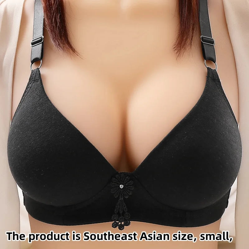 Large Size Without Steel Ring Comfortable Breathable Gathered Ladies Underwear Non-magnetic Thin Cup Glossy Obese Sister Bra