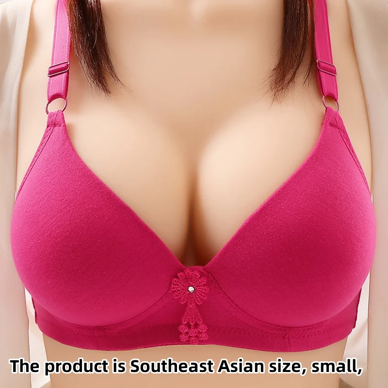 Large Size Without Steel Ring Comfortable Breathable Gathered Ladies Underwear Non-magnetic Thin Cup Glossy Obese Sister Bra